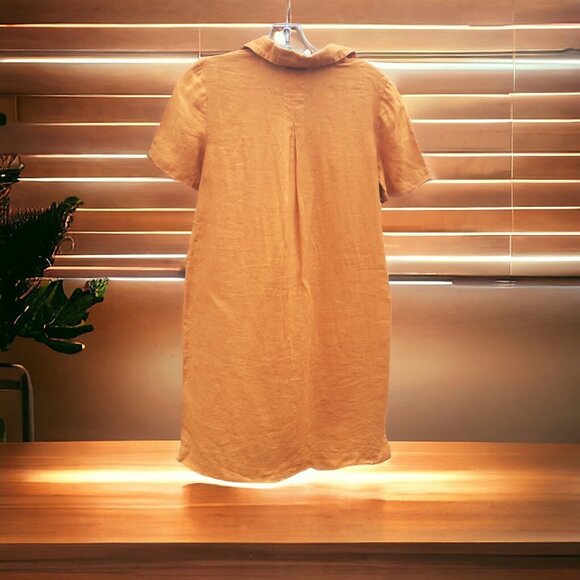 Anthropologie Maeve Dress 100% Linen Lace Up Front Pockets Size 0 Fall - Picture 4 of 16